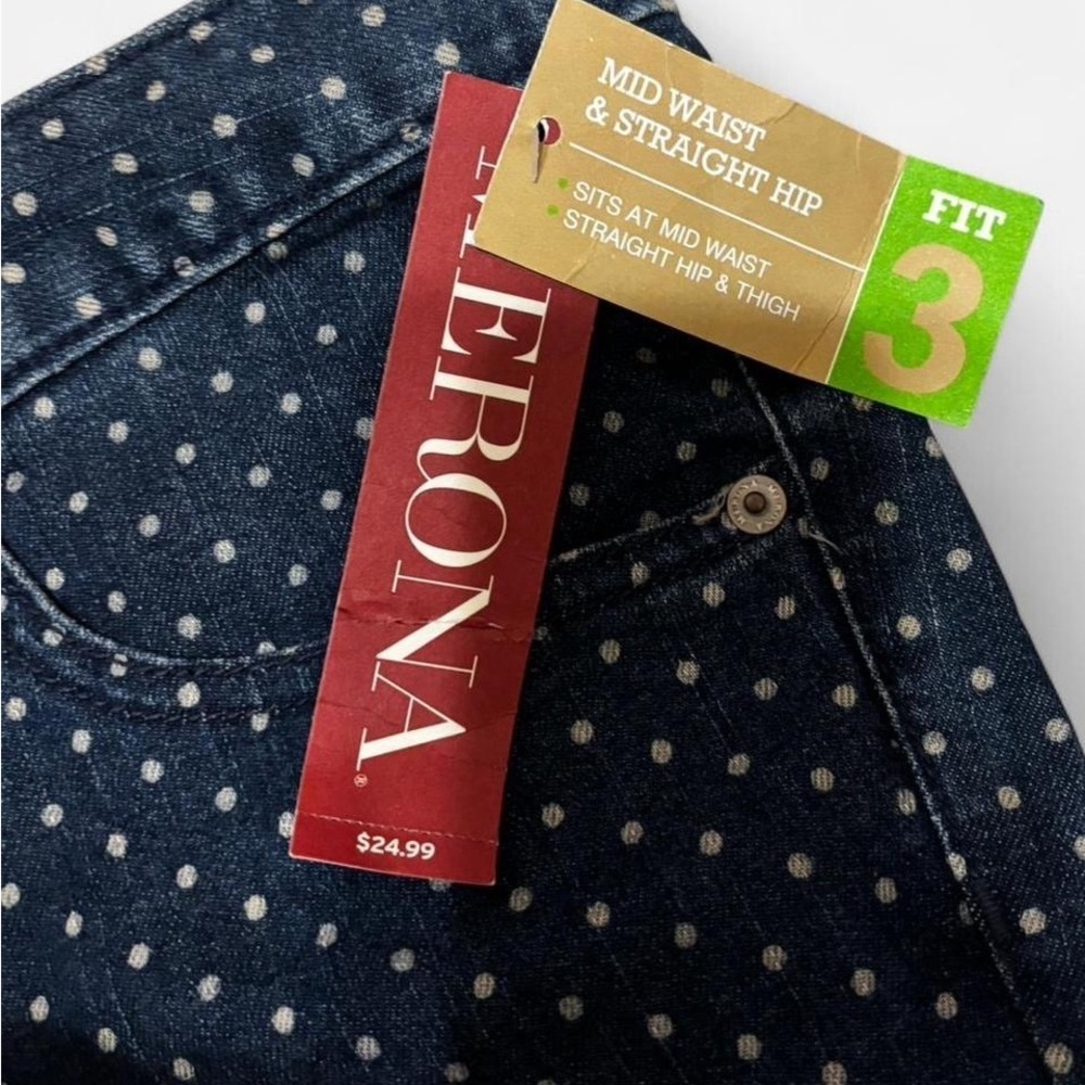 Merona Polka Dot Skinny Jeans | Size 16 | Mid-Rise Fit 3 | Dark Wash | NWT - Picture 5 of 6
